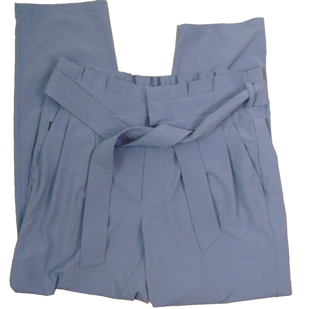Athleta Skyline Pant II Womens 4 Periwinkle Blue Paperbag Waist Tie Belt Crop - Picture 4 of 11